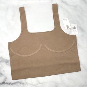 NWT Good American "Cupped Crop Top" Stretch Rib-Knit Nude Tan Bustier L XL 1X 2X